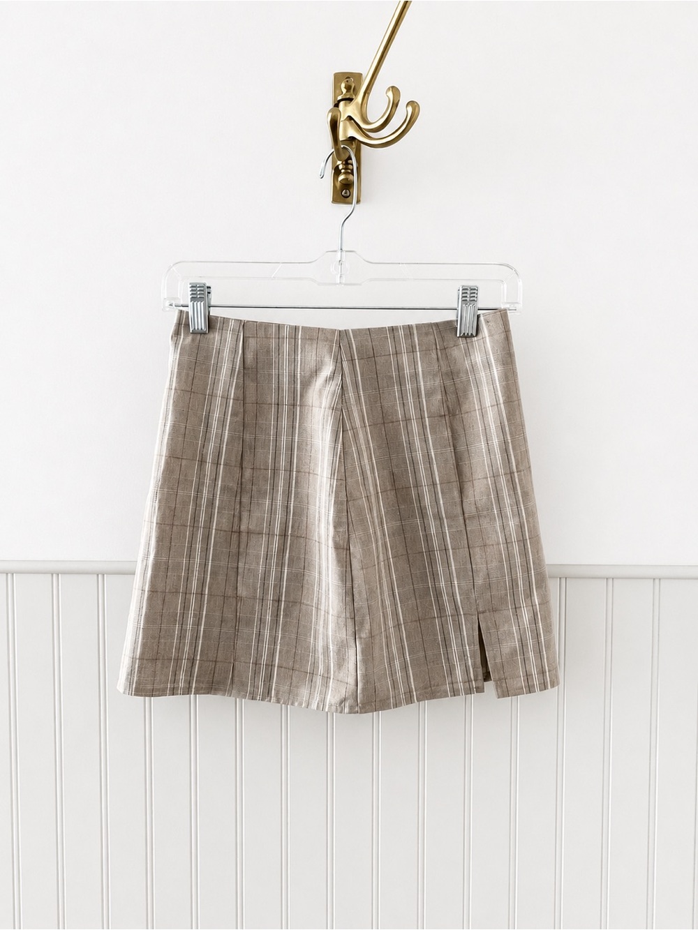 Altar'd State Taupe Plaid Mini Skirt